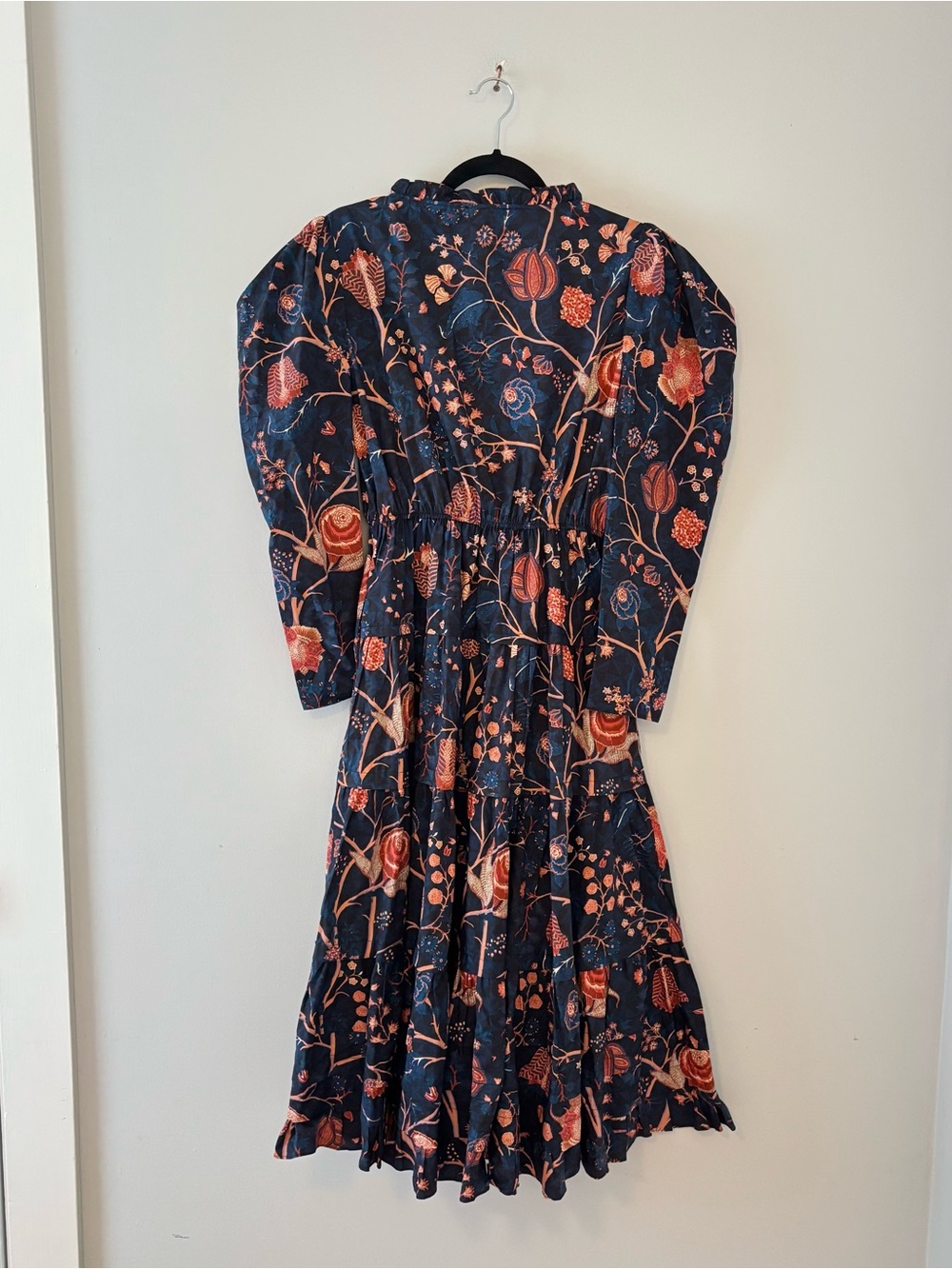 Ulla Johnson Nanette Midi Dress in Moonlight Long Sleeve Tiered Floral Print - Picture 6 of 7